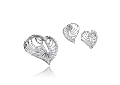 White Gold Plated | Hearts Pendant Sets